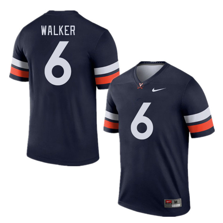 Men #6 Dre Walker Virginia Cavaliers College Football Jerseys Stitched Sale-Navy